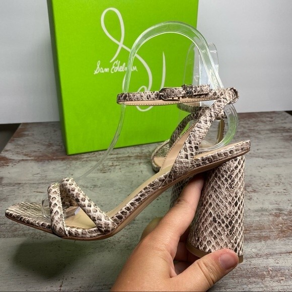 New Sam Edelman KIA BLOCK HEEL SANDAL Shoes 6 Roccia Mamba Snake - Picture 7 of 13